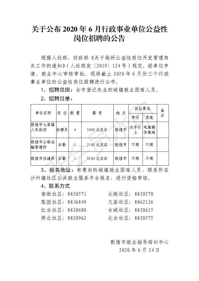 敦煌市民政局最新招聘概览